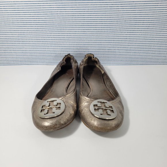 Tory Burch Reva Ballet Flat Silver Patent Leather NO SIZE TAG - Picture 2 of 12